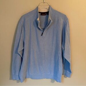 Tasso Elba Pale Blue Knit Quarter Zip Pullover | Men's Sz XL